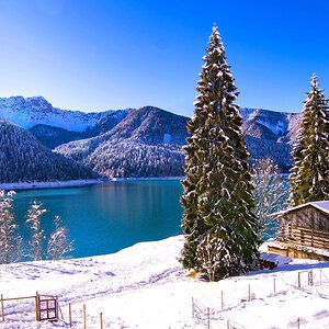 Sauris lake, Italy, Mountain